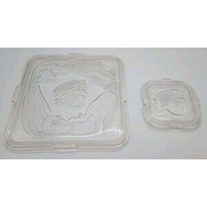 Vintage Federal Glass Refrigerator Storage Lids Only 8.25” And 4.25”